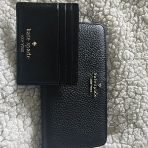 Kate Spade Black Leather Wallet and Card Holder Set